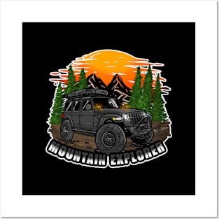 Mountain Explorer Black Jeep Wrangler Rubicon Posters and Art